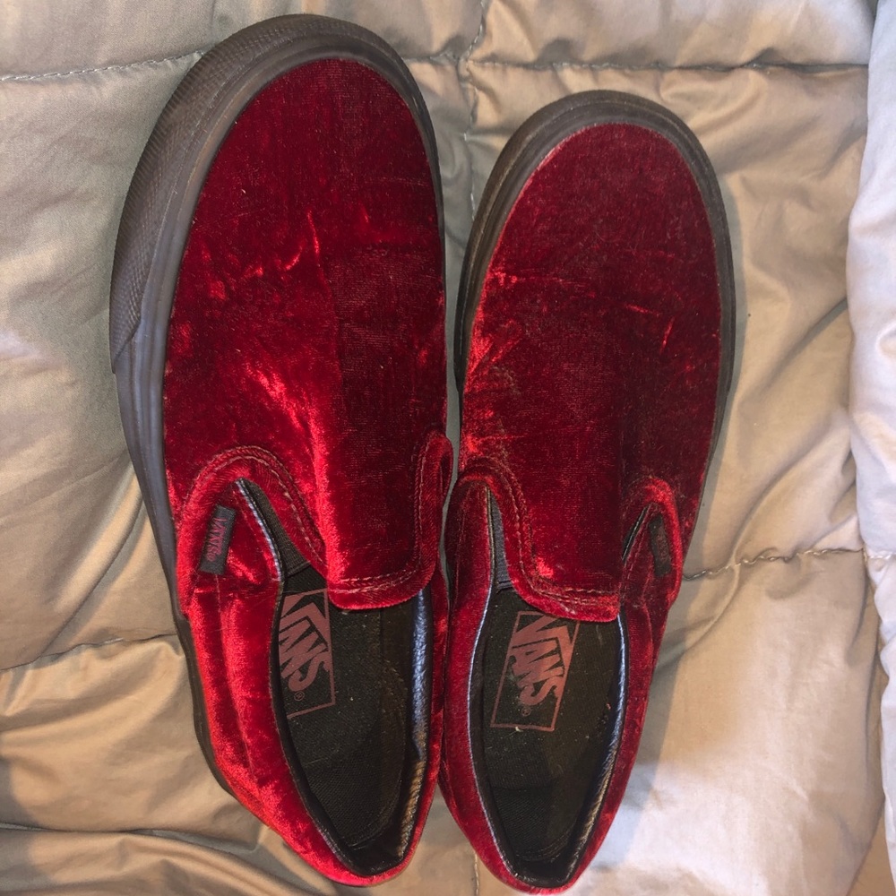 Velvet slip on vans